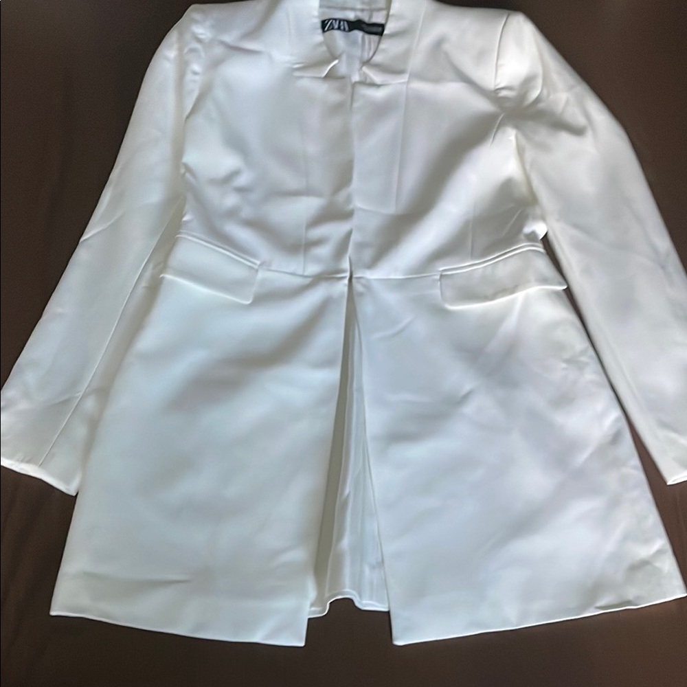 Zara White Blazer Tailored Suit Jacket